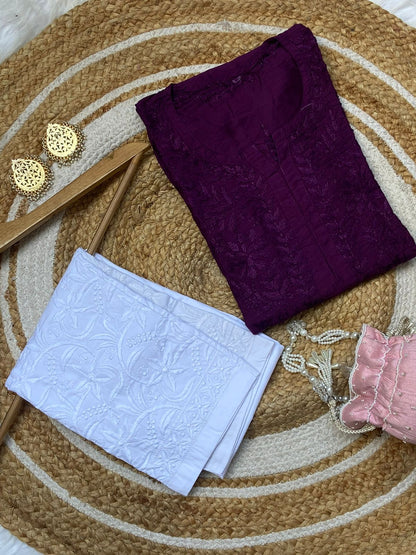 Chanderi  Premium Kurti Dyed Set