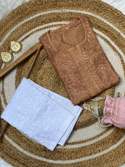 Chanderi  Premium Kurti Dyed Set