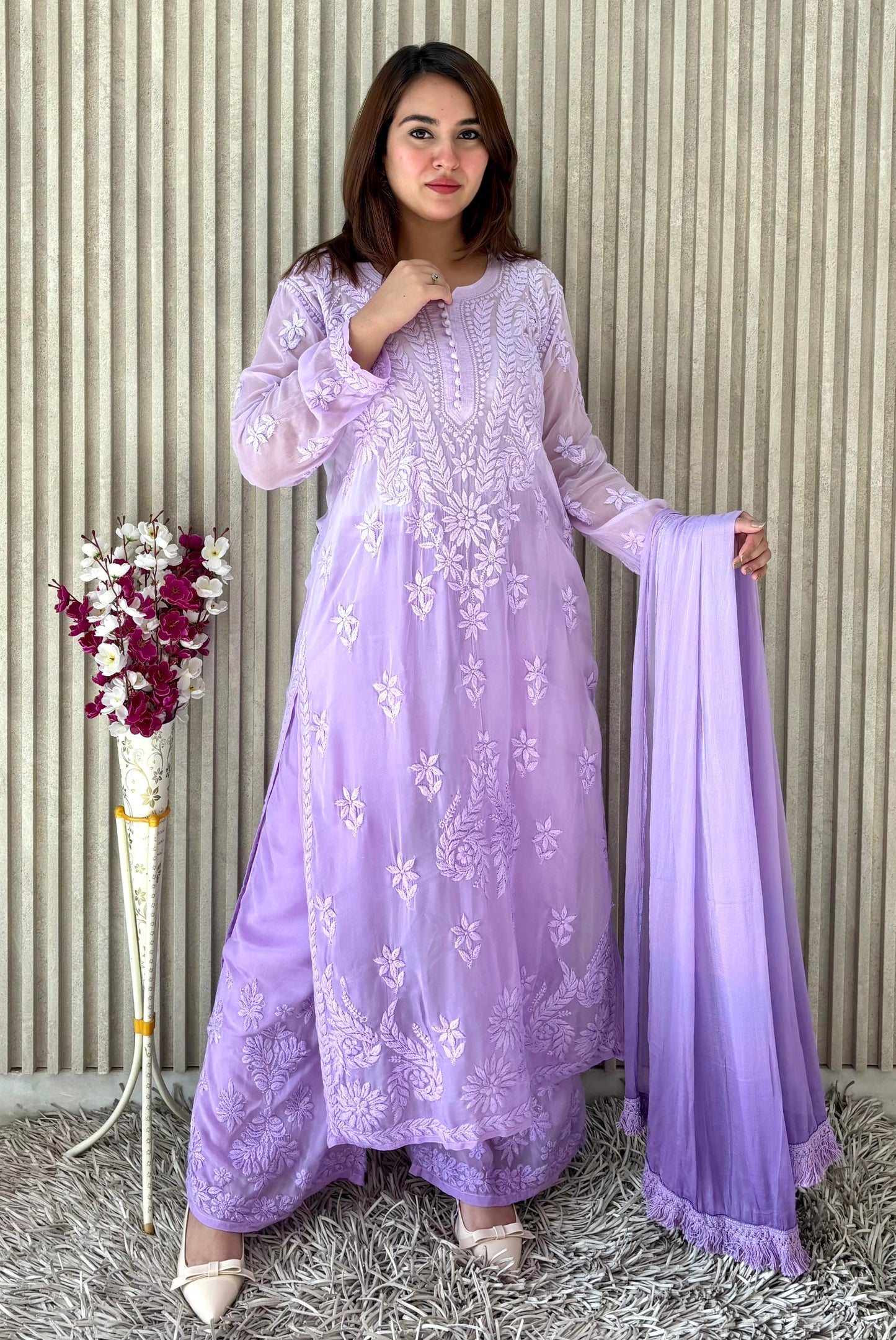 Viscose Kurti Dupatta Palazzo Set