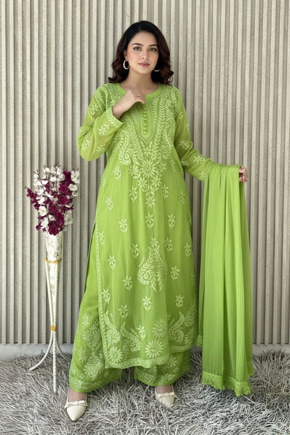 Viscose Kurti Dupatta Palazzo Set