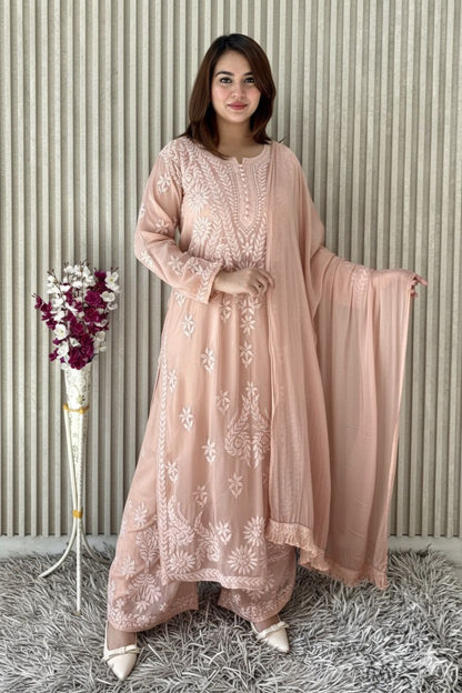 Viscose Kurti Dupatta Palazzo Set
