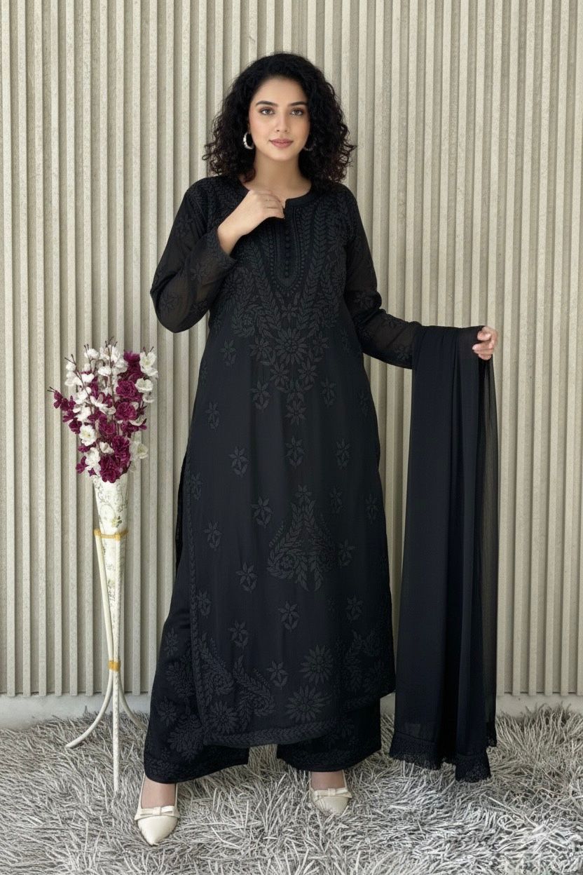 Viscose Kurti Dupatta Palazzo Set