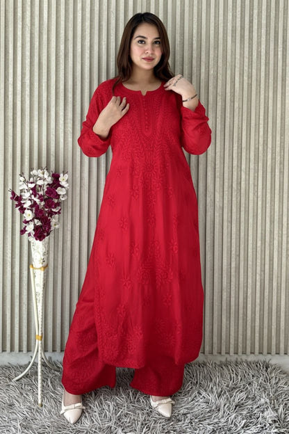 Viscose Kurti Dupatta Palazzo Set