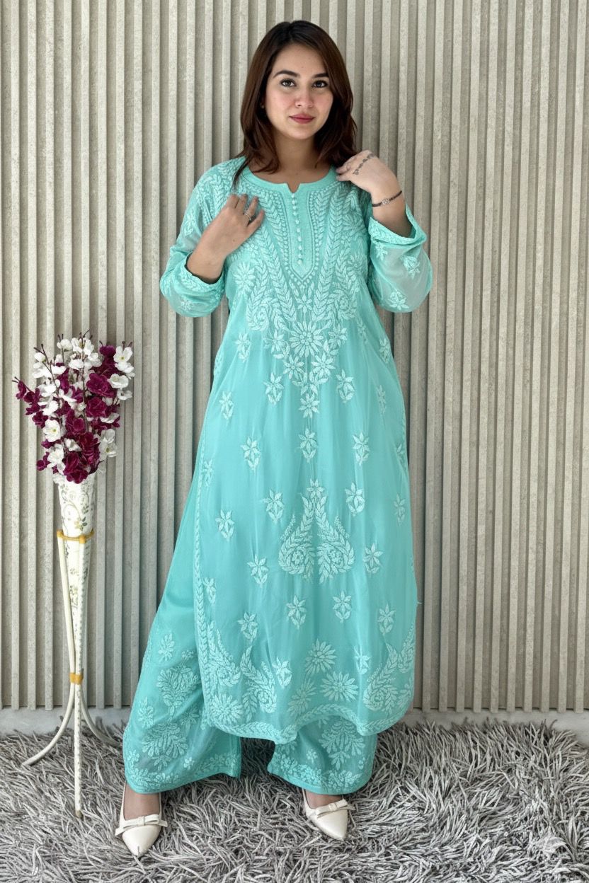 Viscose Kurti Dupatta Palazzo Set