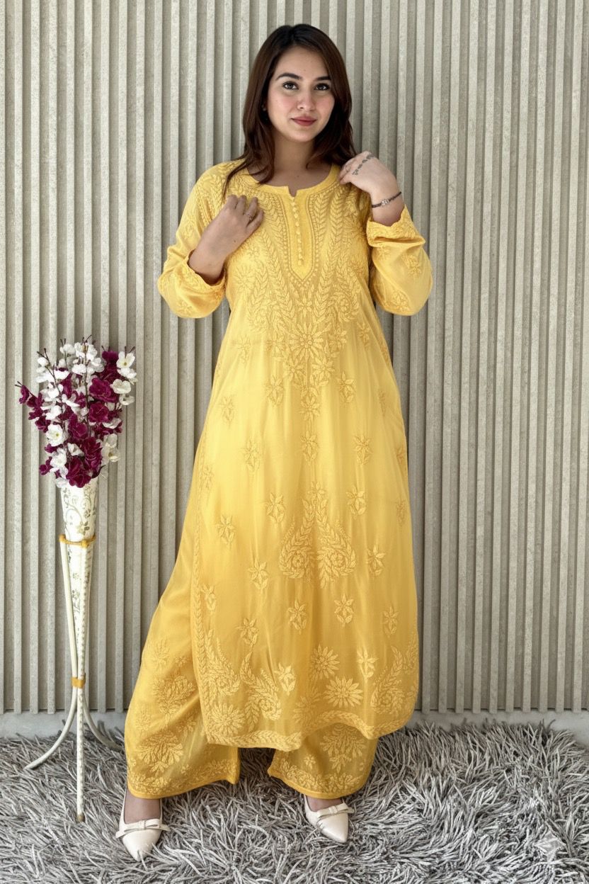 Viscose Kurti Dupatta Palazzo Set
