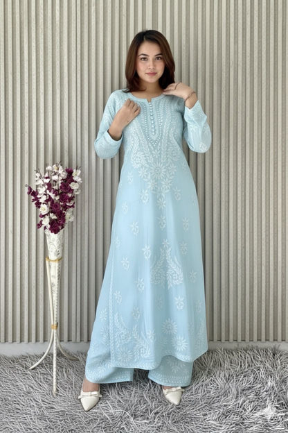Viscose Kurti Dupatta Palazzo Set