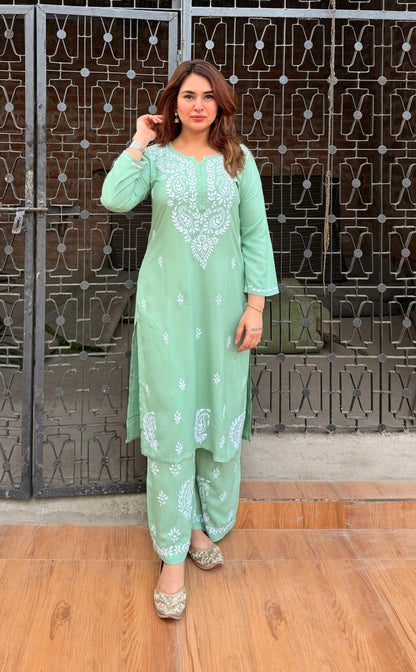 Rayon Kurti Plazo Set