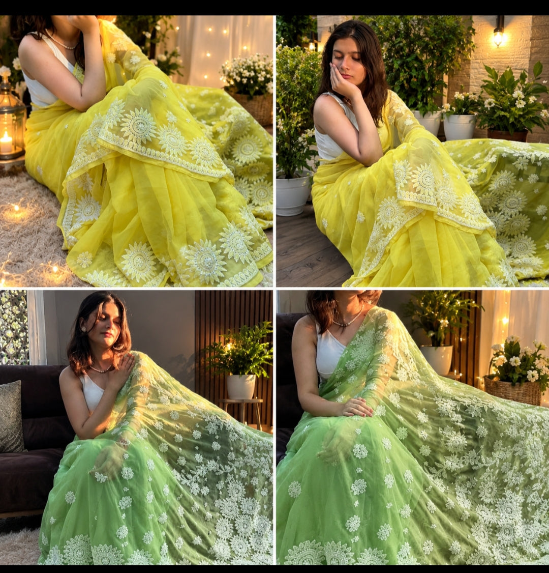 Georgette Saree Sun Flower