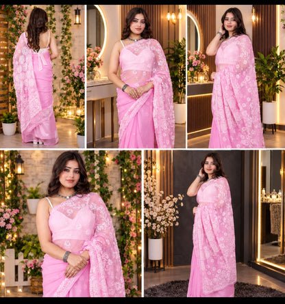 Georgette Saree Sun Flower