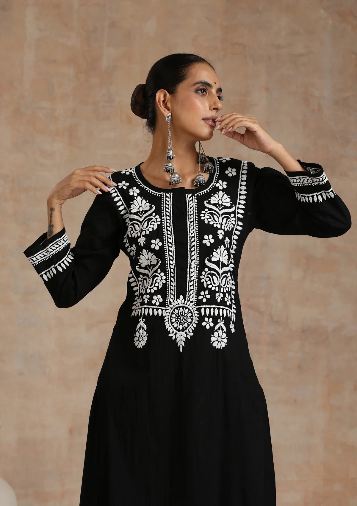 Cotton Kurti Black Palazzo Set