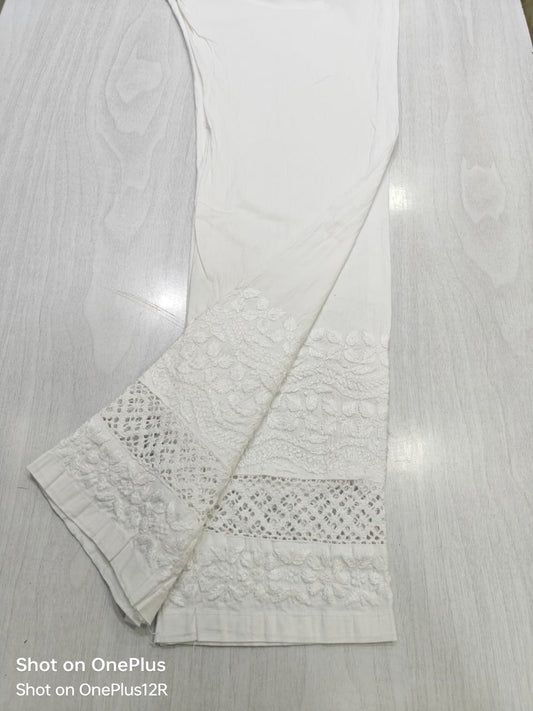 Lace Border Pant with Chikan Work Design