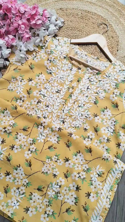 Mul Mul Cotton Kurti with Chikankari Embroidery
