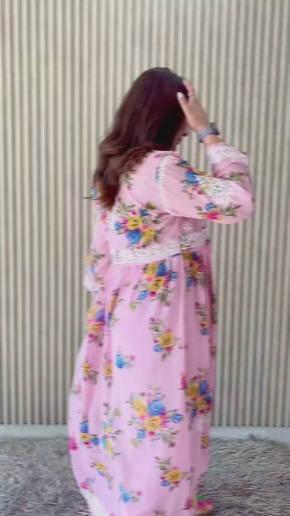 Printed Chikankari Georgette Gown