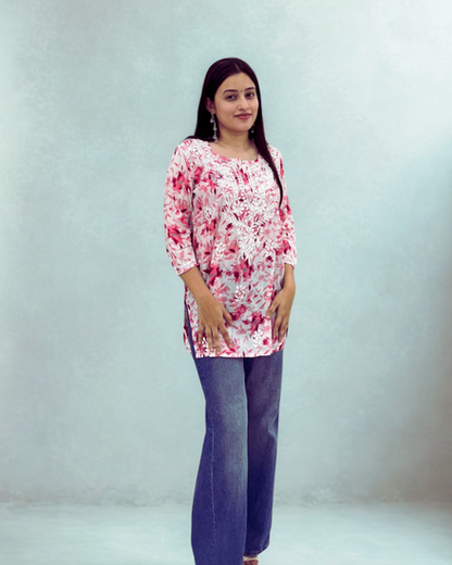 Elegant Handcrafted Chikankari Short Kurti
